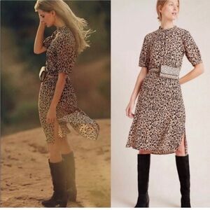 Anthropologie Leopard Print Midi Dress